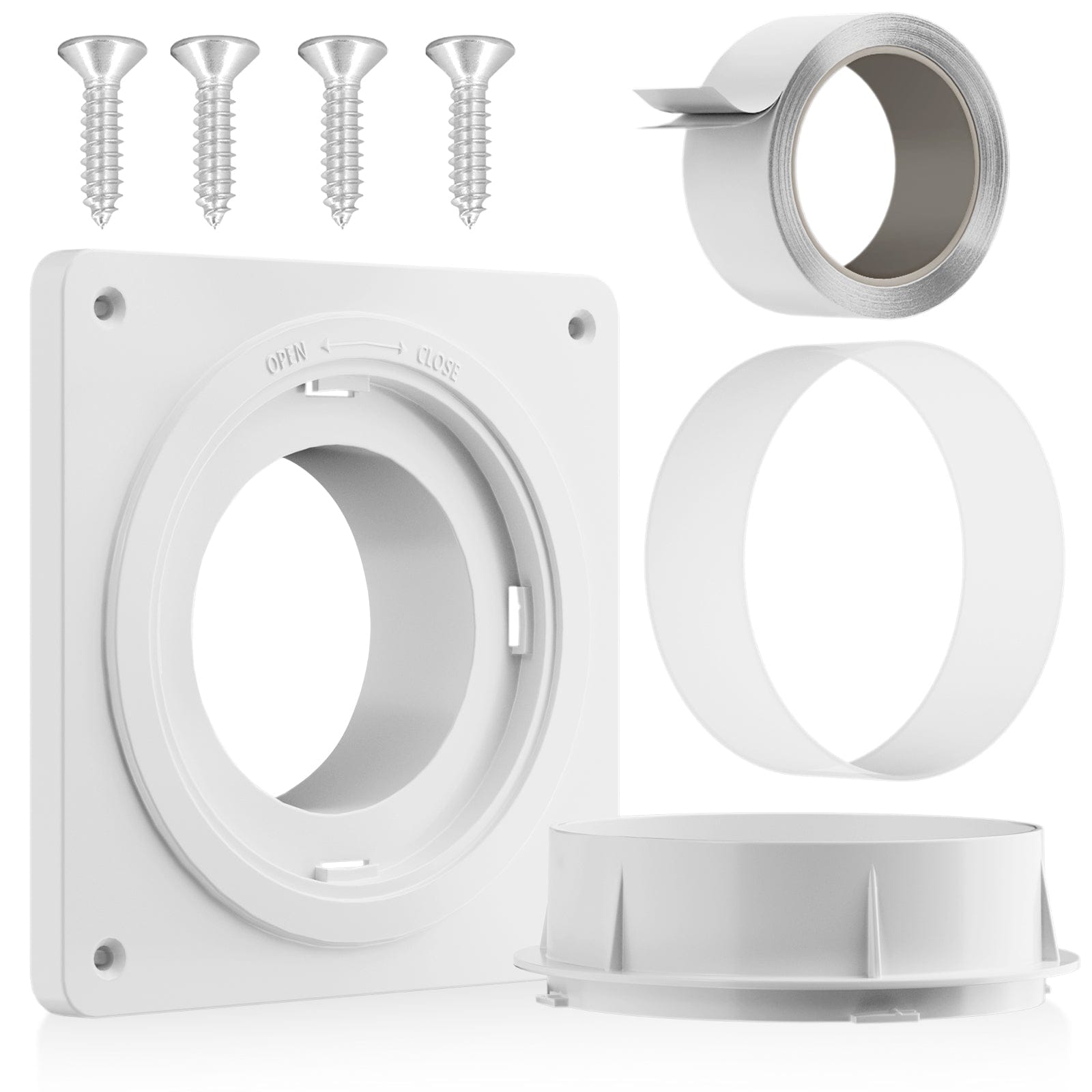 Dryer Vent Connector, Twist Lock Dryer Hose Vent Kit with Quick Connect & Disconnect, Dryer Vent Wall Plate Fits 4 Inch Ducting for HVAC Ventilation, with Tape