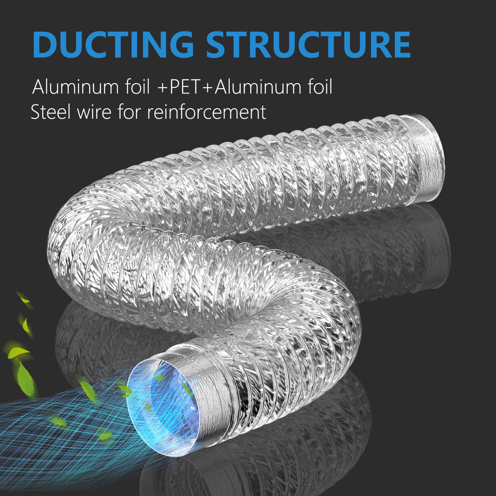 Dryer Vent Hose Flexible Duct Aluminum Foil Non-Insulated-with 2 Clamps