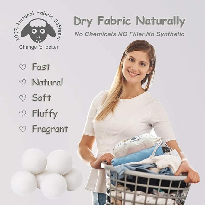 Dryer Balls - 100% Organic Wool - Sustainable & Eco-Friendly - Dry 1,000 Loads