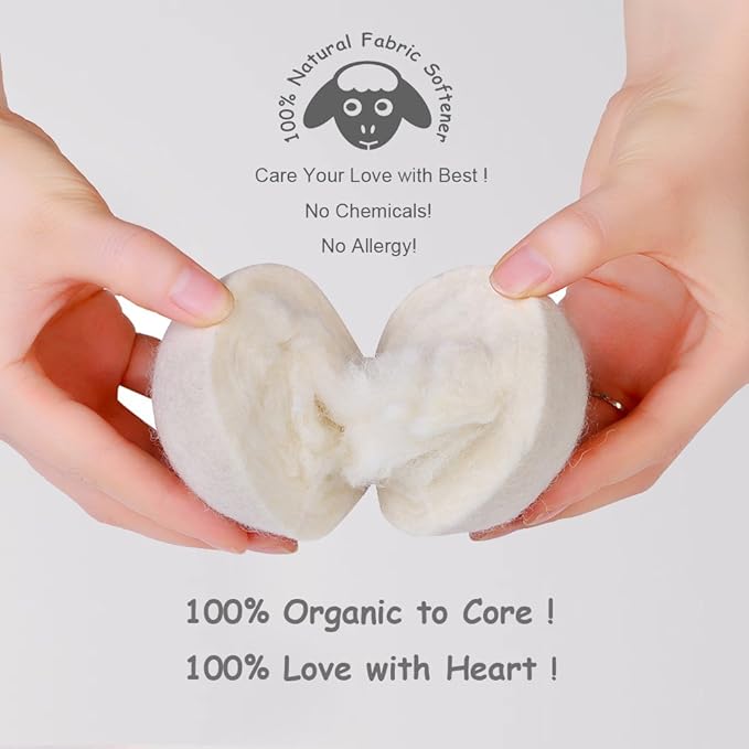 Dryer Balls - 100% Organic Wool - Sustainable & Eco-Friendly - Dry 1,000 Loads