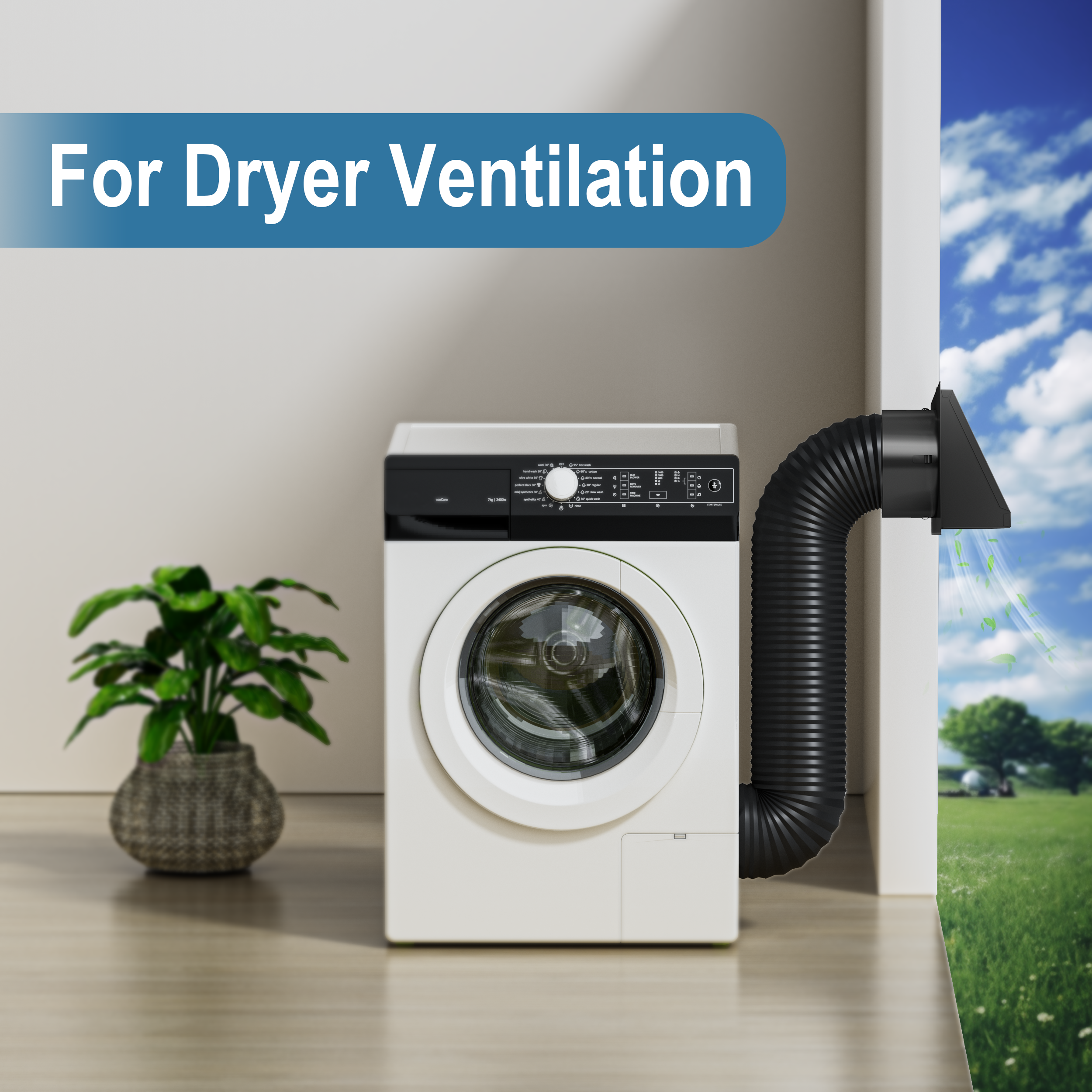 Dryer Vent Cover Outside with Removable Mesh, 6 Inch Wall Mount Extractor Vent with Rubber Cushioned Non-Return Flap, Metal Outside Dryer Vent Cover for House, Black