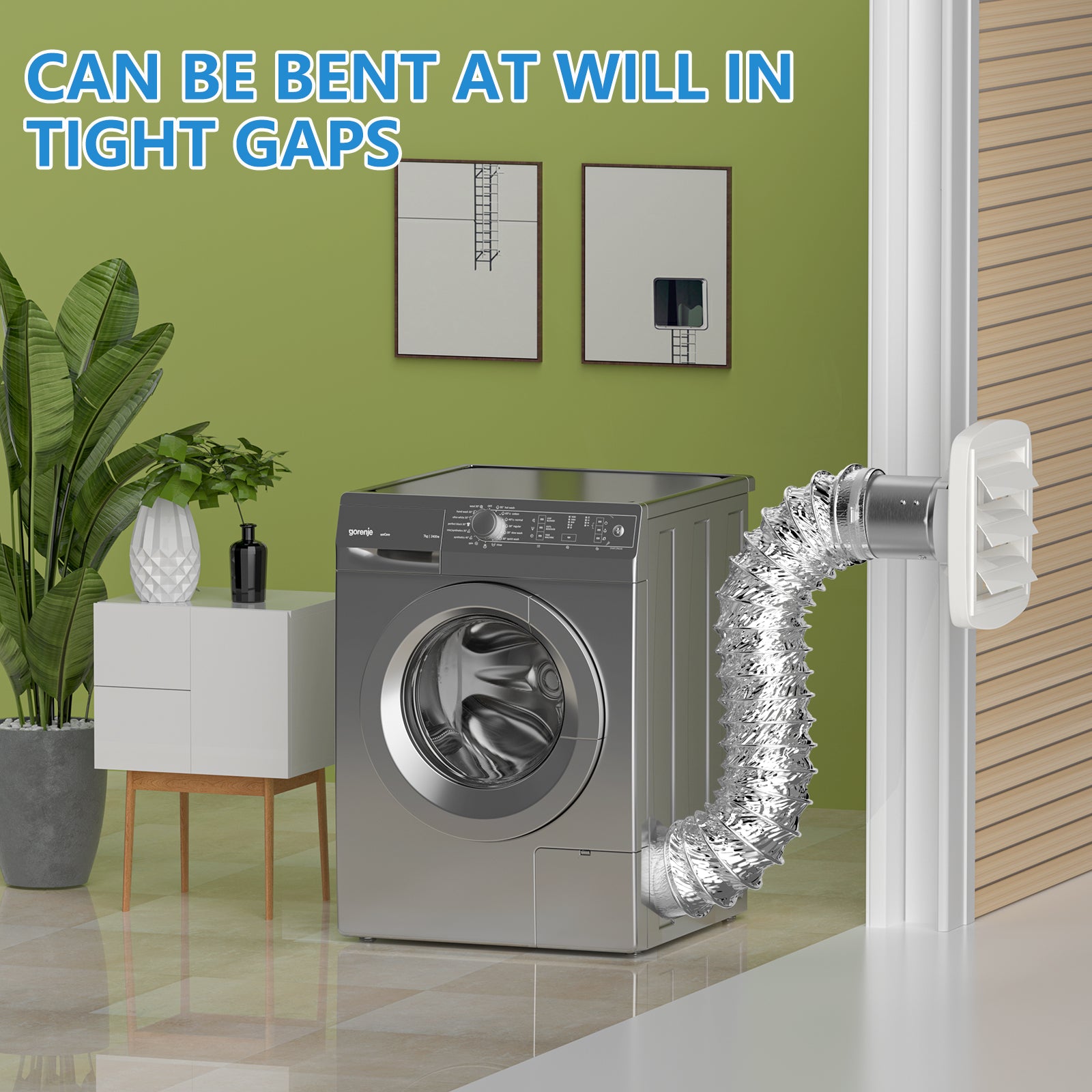 Dryer Vent Hose Flexible Duct Aluminum Foil Non-Insulated-with 2 Clamps