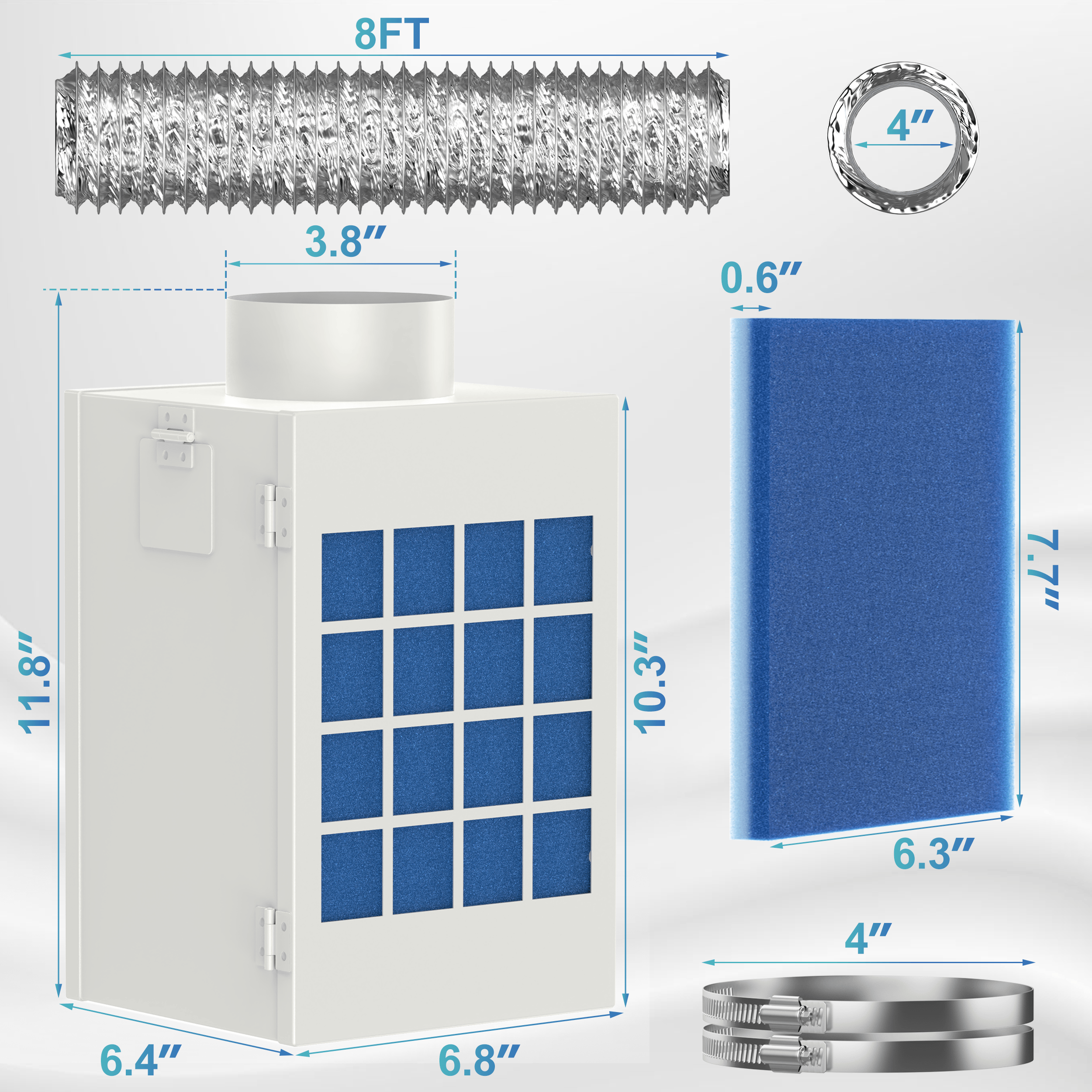 Dryer Vent Box for Electric Dryer, Safety Vent Flap with Screen Polyester Filter Style 1