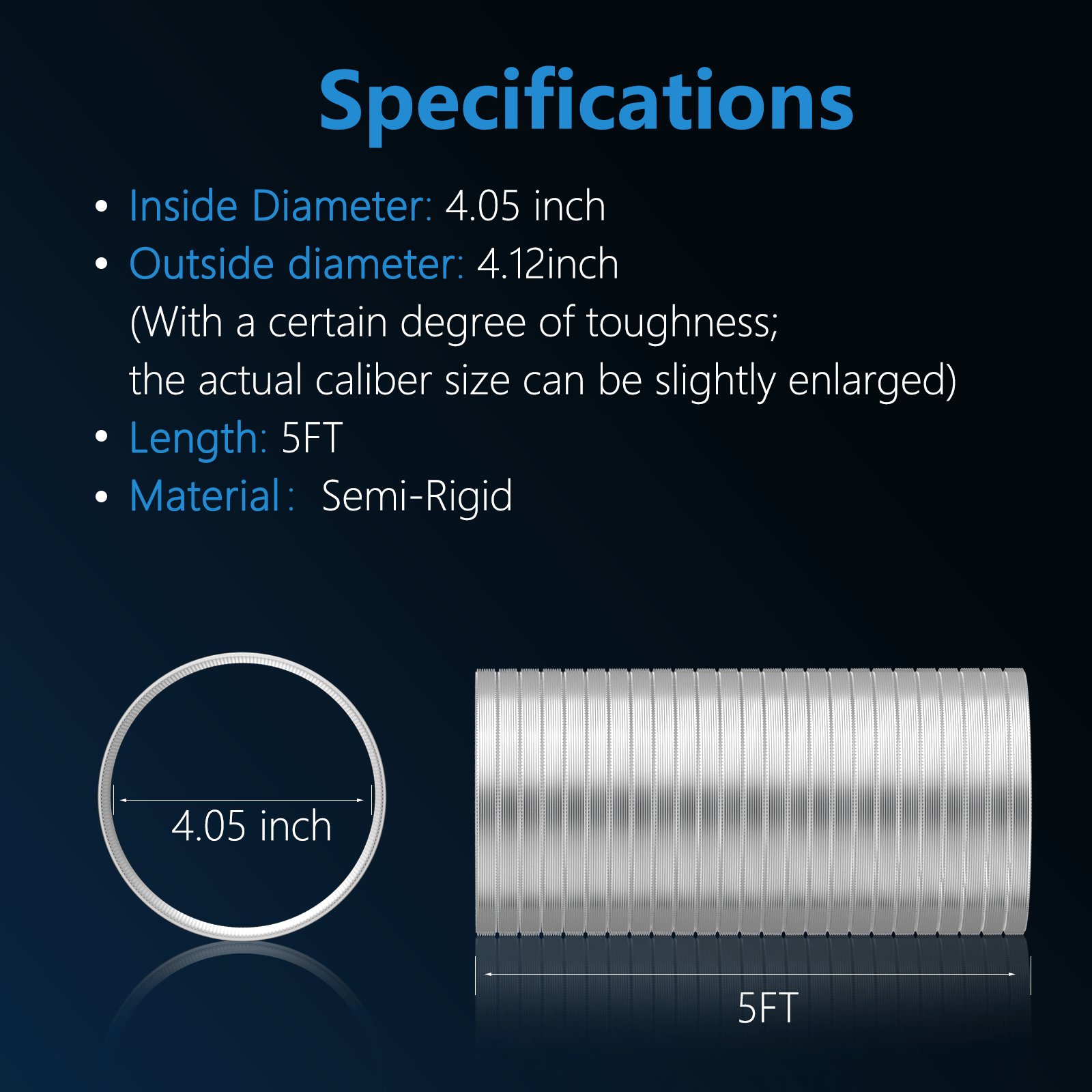 Semi Rigid Aluminum Dryer Vent Hose with 2 Clamps, Gloves&Tape