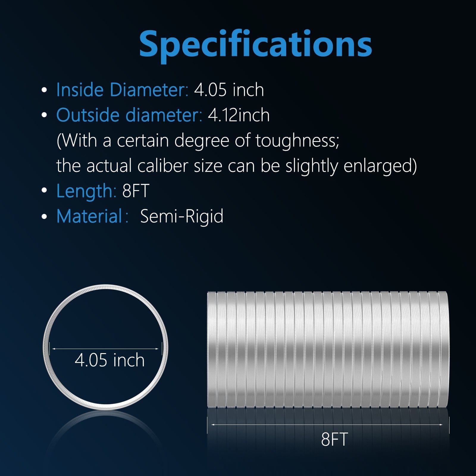 Semi Rigid Aluminum Dryer Vent Hose with 2 Clamps, Gloves&Tape