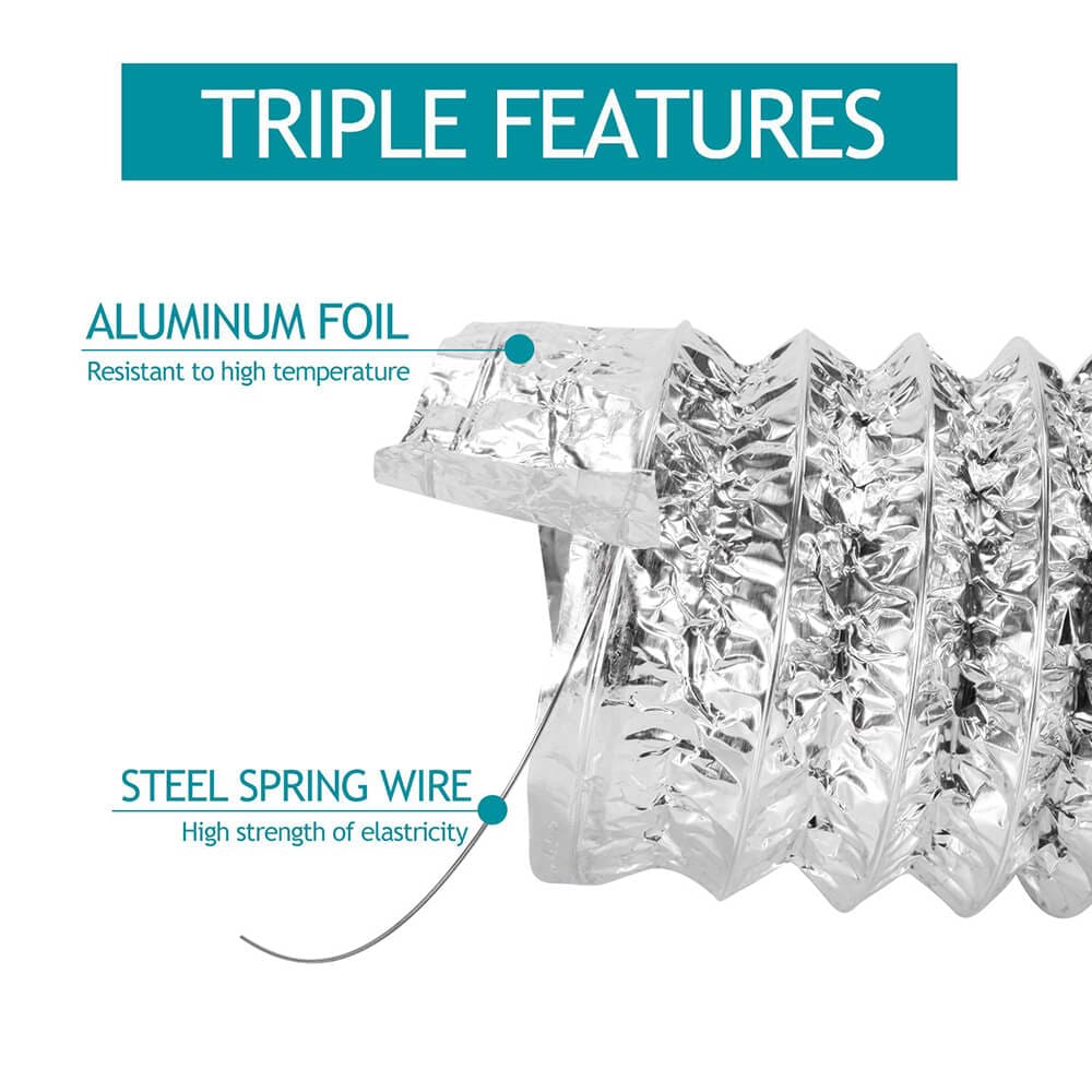Double Layer Flexible Aluminum Foil Insulated Ducting