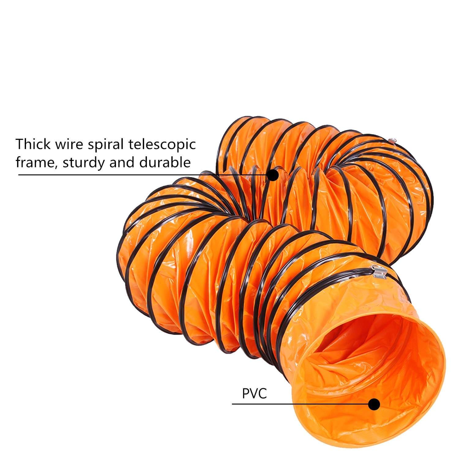 PVC Flexible Duct Hosing 16.4 FT/5 M Orange