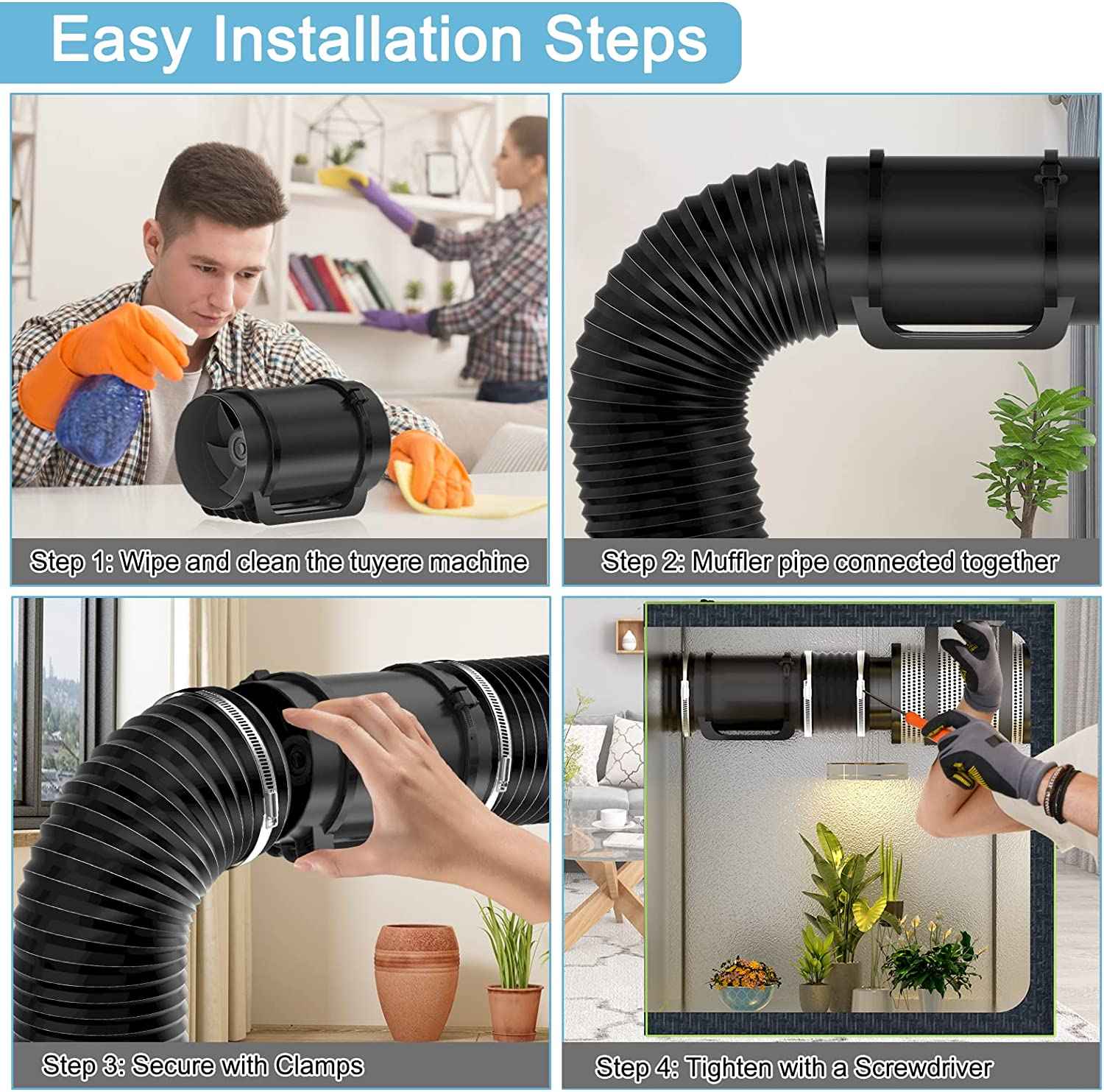 Insulated Flexible Duct Black Aluminum Foil Noise Reducing Ducting
