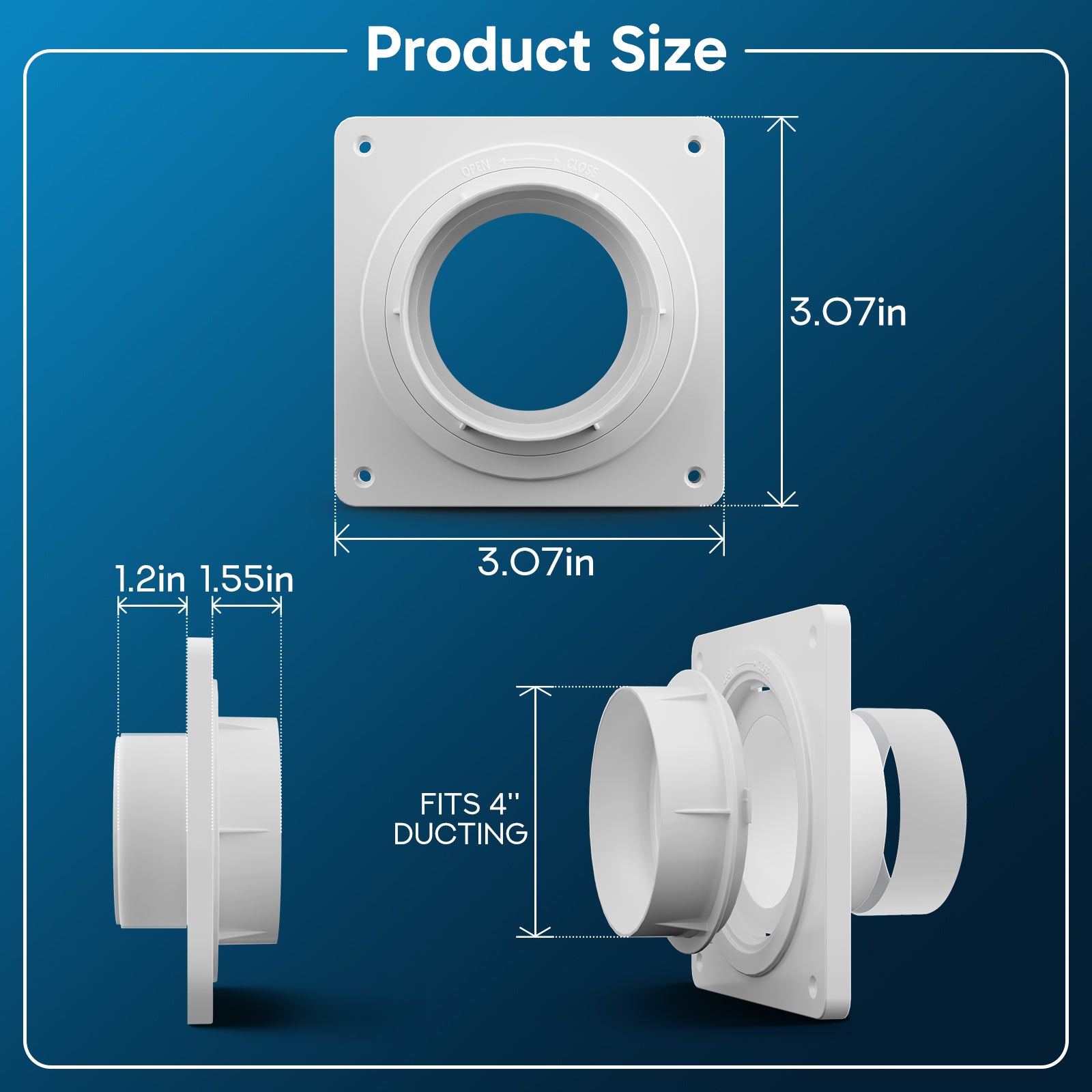 Dryer Vent Connector, Twist Lock Dryer Hose Vent Kit with Quick Connect & Disconnect, Dryer Vent Wall Plate Fits 4 Inch Ducting for HVAC Ventilation, with Tape