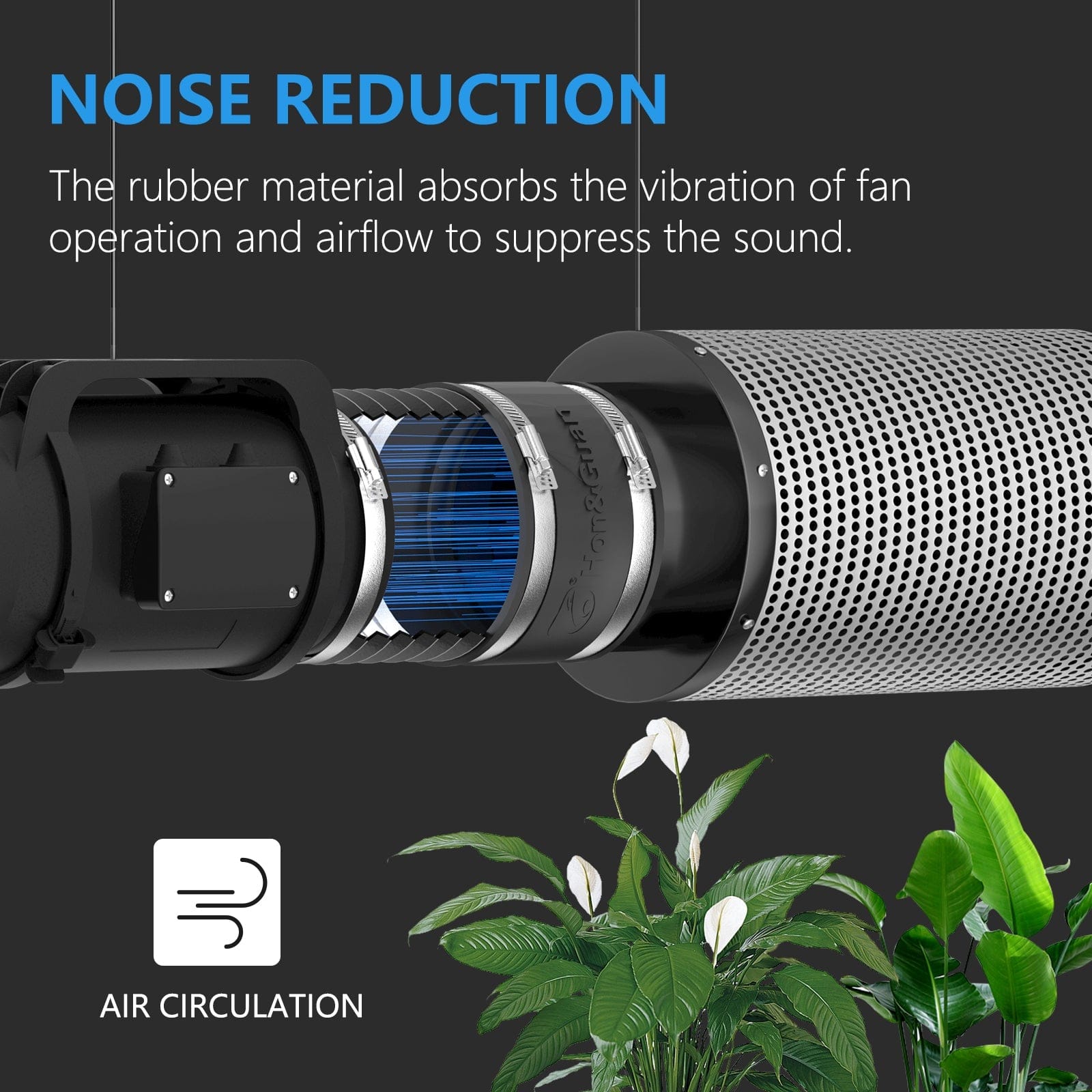 Rubber Coupler Connector Noise Reduction Clamp for Inline Duct Fans & Carbon Filters