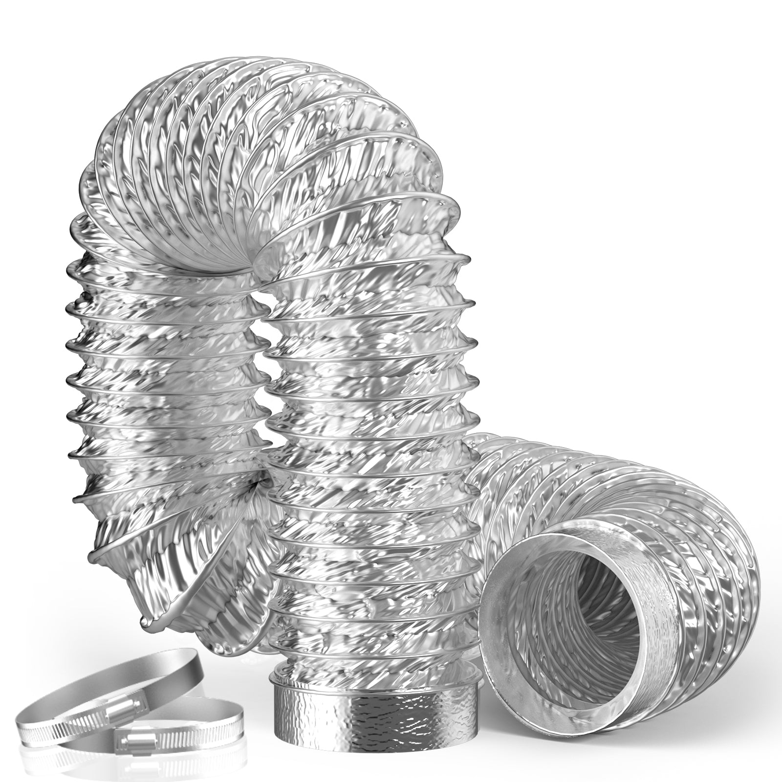 Dryer Vent Hose Flexible Duct Aluminum Foil Non-Insulated-with 2 Clamps