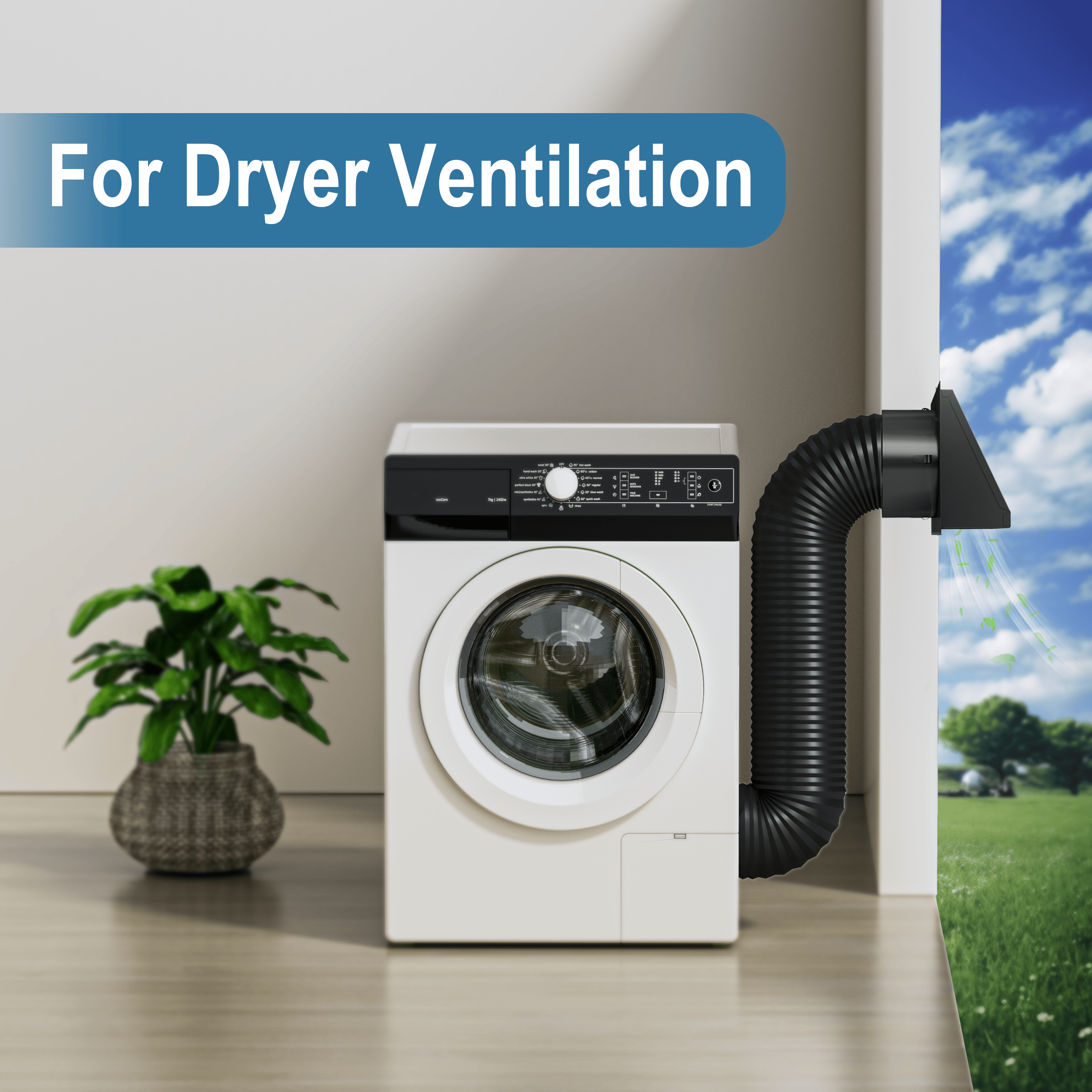 Dryer Vent Cover Outside with Removable Mesh, 6 Inch Wall Mount Extractor Vent with Rubber Cushioned Non-Return Flap, Metal Outside Dryer Vent Cover for House, Black