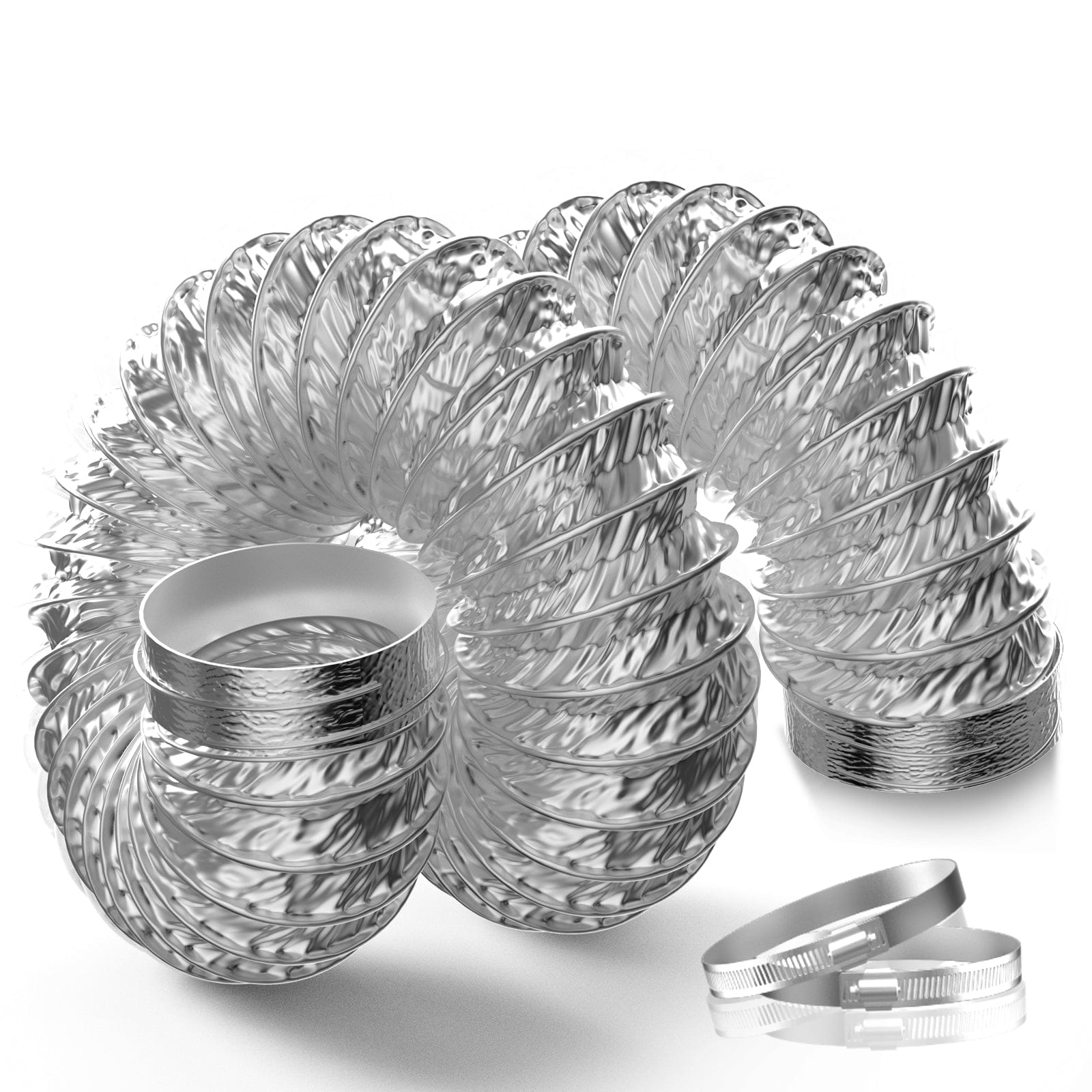 Dryer Vent Hose Flexible Duct Aluminum Foil Non-Insulated-with 2 Clamps